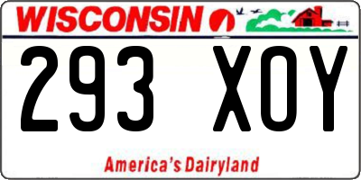WI license plate 293XOY