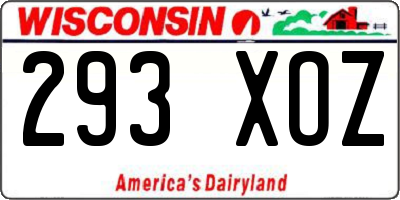 WI license plate 293XOZ