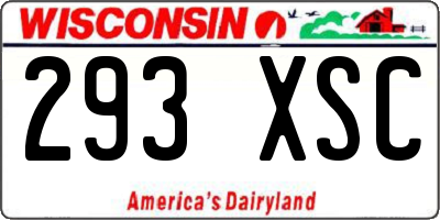 WI license plate 293XSC