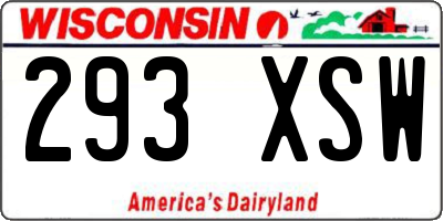 WI license plate 293XSW