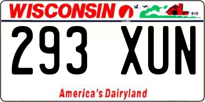 WI license plate 293XUN