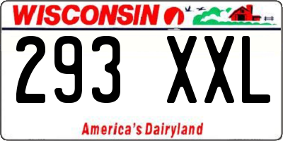 WI license plate 293XXL