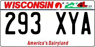 WI license plate 293XYA