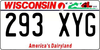 WI license plate 293XYG