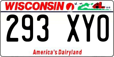 WI license plate 293XYO
