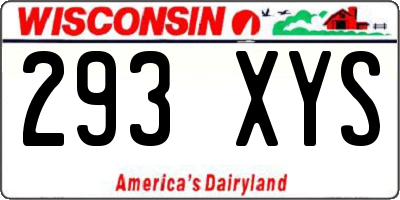 WI license plate 293XYS