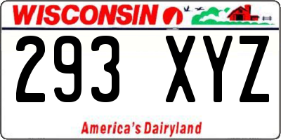WI license plate 293XYZ