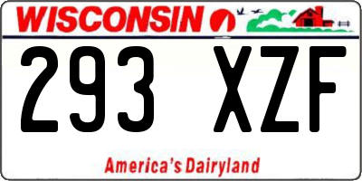 WI license plate 293XZF