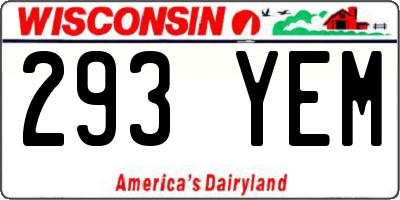 WI license plate 293YEM