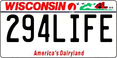 WI license plate 294LIFE