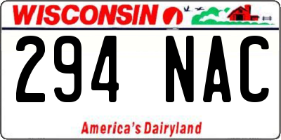 WI license plate 294NAC