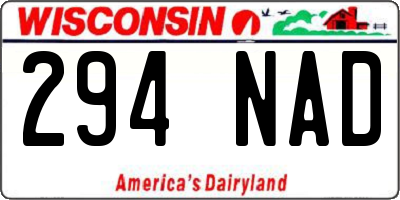 WI license plate 294NAD