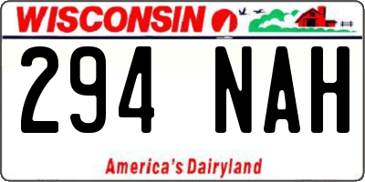 WI license plate 294NAH