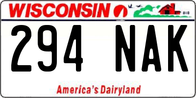 WI license plate 294NAK