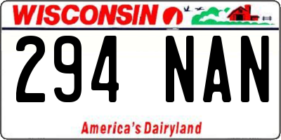 WI license plate 294NAN