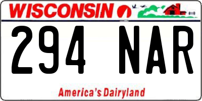 WI license plate 294NAR
