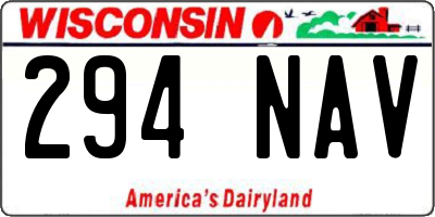 WI license plate 294NAV