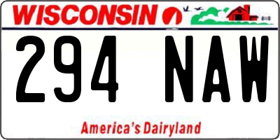 WI license plate 294NAW