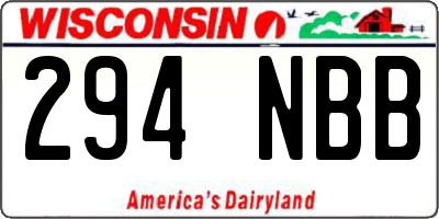 WI license plate 294NBB