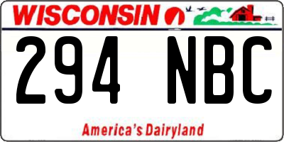 WI license plate 294NBC