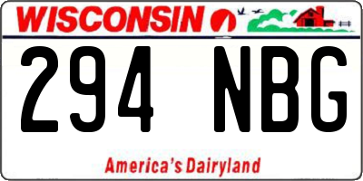 WI license plate 294NBG