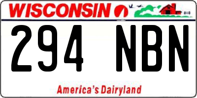 WI license plate 294NBN