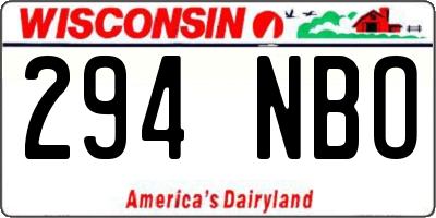 WI license plate 294NBO