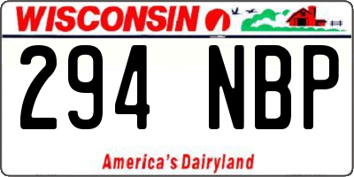 WI license plate 294NBP