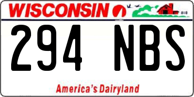WI license plate 294NBS