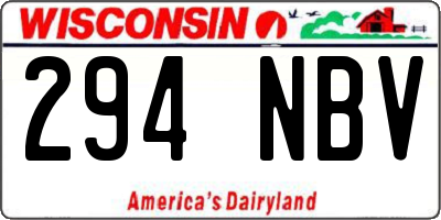 WI license plate 294NBV