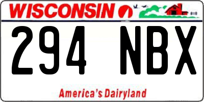 WI license plate 294NBX