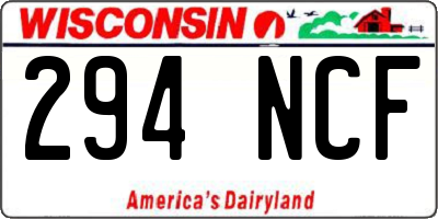 WI license plate 294NCF
