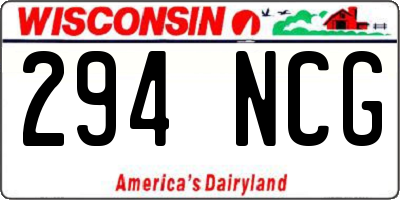 WI license plate 294NCG