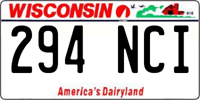 WI license plate 294NCI
