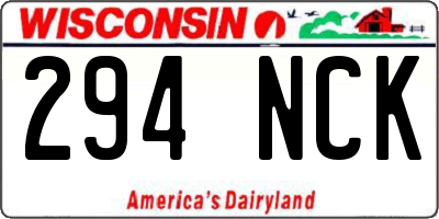 WI license plate 294NCK