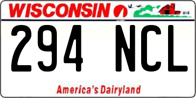 WI license plate 294NCL