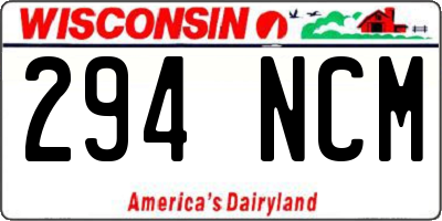 WI license plate 294NCM