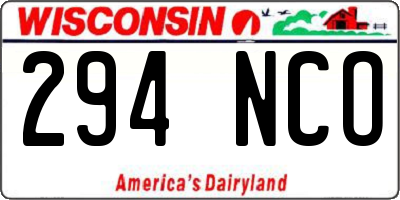 WI license plate 294NCO