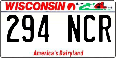 WI license plate 294NCR