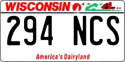 WI license plate 294NCS