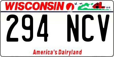 WI license plate 294NCV