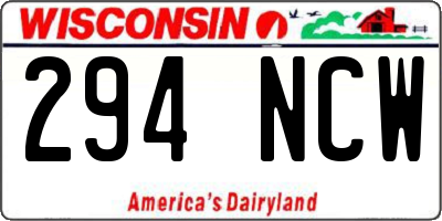 WI license plate 294NCW