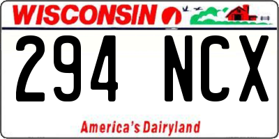 WI license plate 294NCX