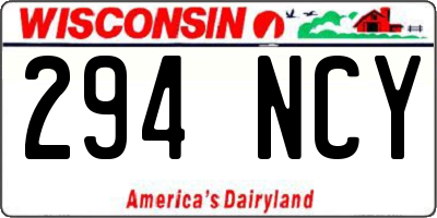 WI license plate 294NCY