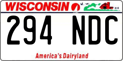 WI license plate 294NDC