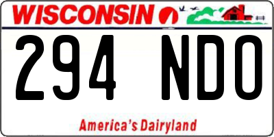 WI license plate 294NDO