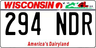 WI license plate 294NDR