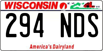 WI license plate 294NDS