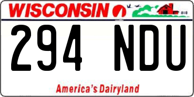 WI license plate 294NDU