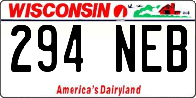 WI license plate 294NEB